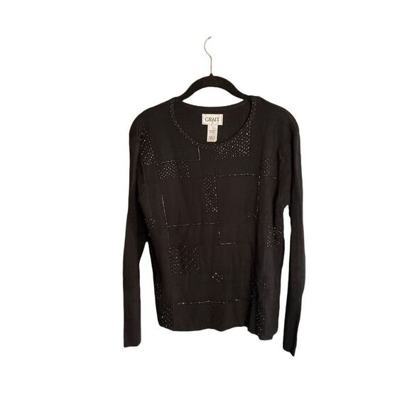 Graff NWT women’s black knit beaded top size small - Picture 1 of 7